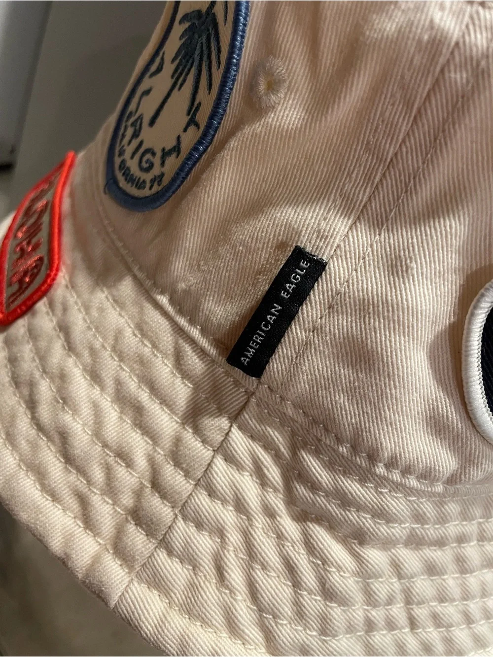 AMERICAN EAGLE Patched Bucket Hat Beach Resort Vacation Coastal Unisex S/M